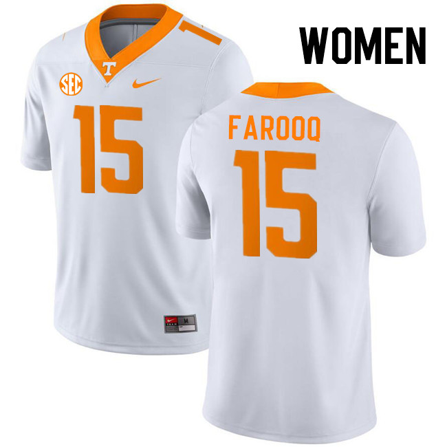 Women #15 Edrees Farooq Tennessee Volunteers College Football Jerseys Stitched-White